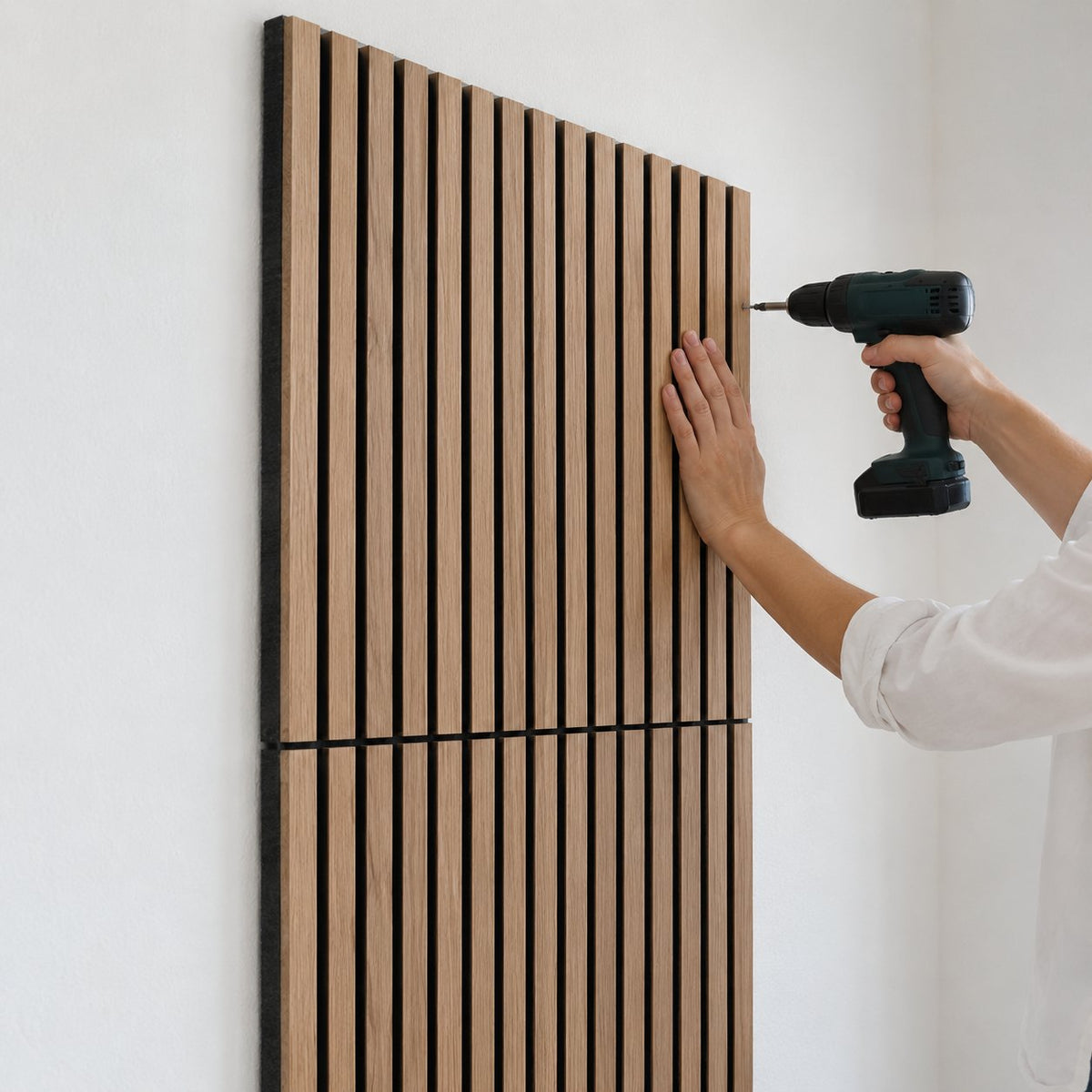 packshot — Akustikpanel med trælameller – lys eg, 240 × 60 cm