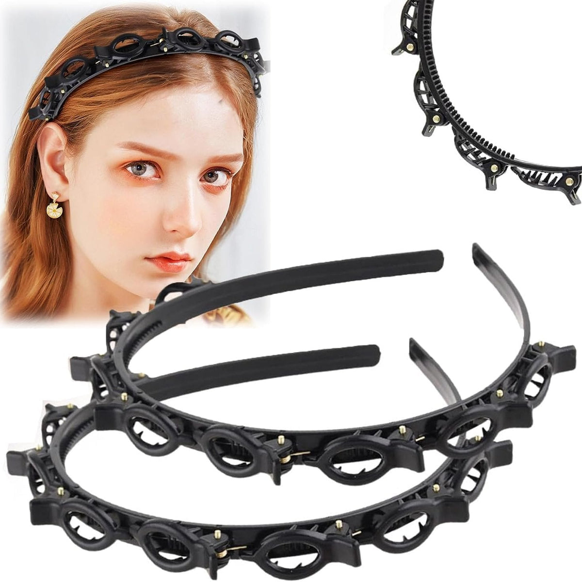 Bandeau double à pinces — porté et détail