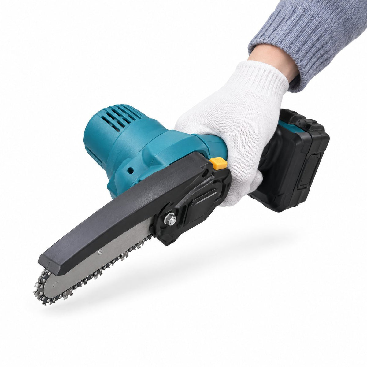 packshot — Ledningsfri mini-motorsav 10 cm – til én hånd, med batteri og oplader