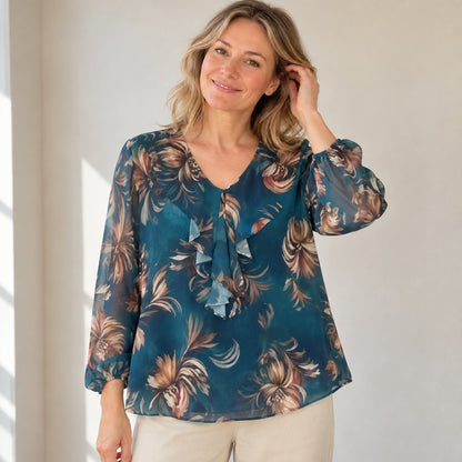 situation — Chiffonbluse med flæsekrave – Onesize S-2XL