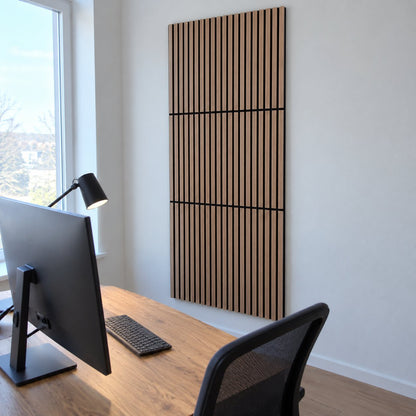 situation — Akustikpanel med trælameller – lys eg, 240 × 60 cm