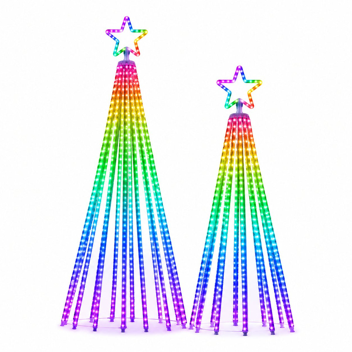 couleur Stjerner regnbue — Udendørs LED-juletræ – lysshow med 8 lysmønstre