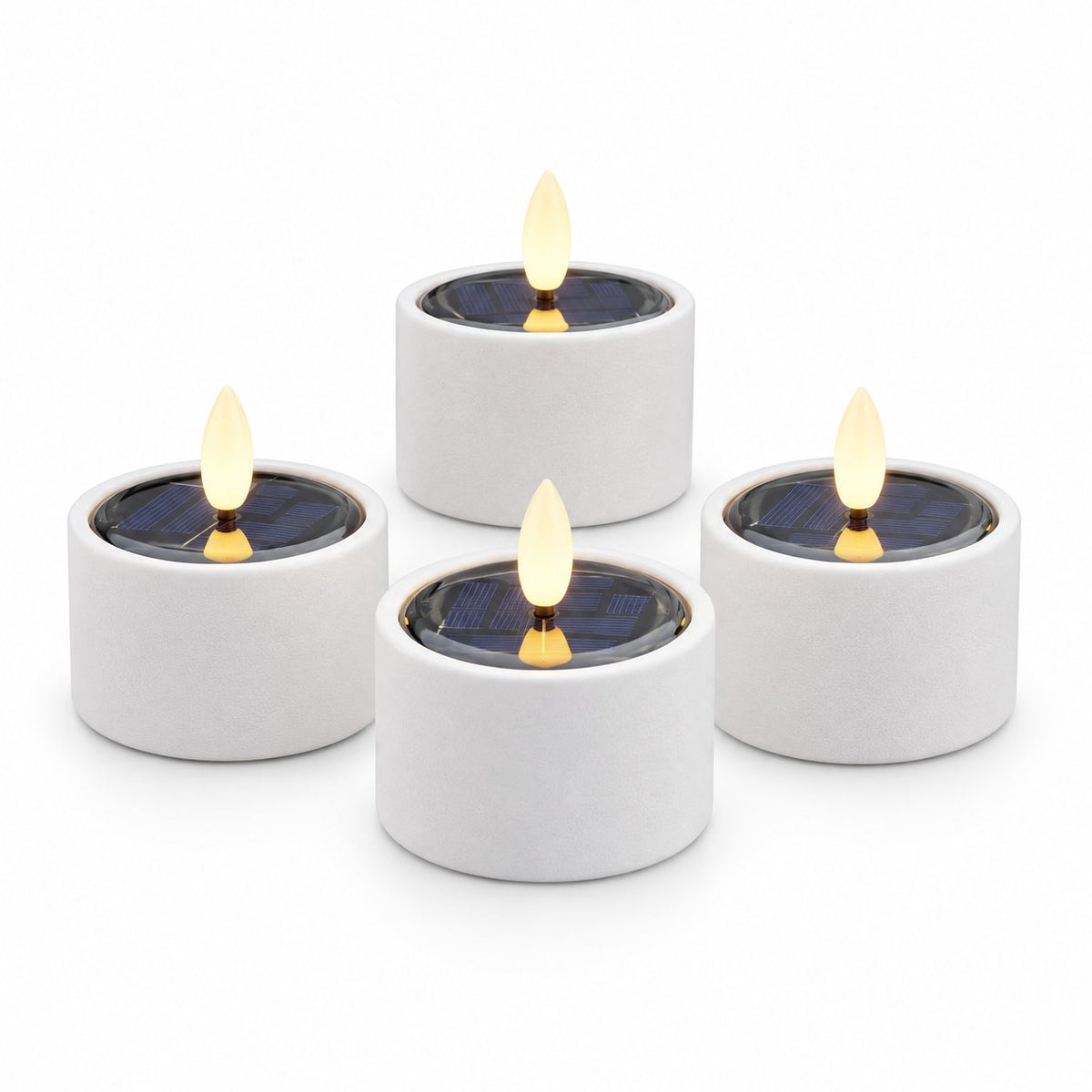 packshot — Solcelle-fyrfadslys med 3D-flamme – sæt med 4 stk.