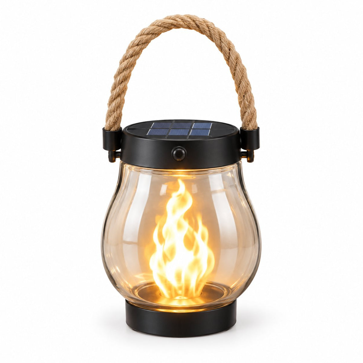 packshot — Solcellelanterne med flammeeffekt – tænder selv i skumringen