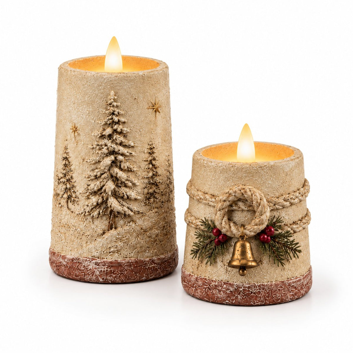 packshot — Rustikke flammefri LED-julelys med fjernbetjening og 6-timers timer
