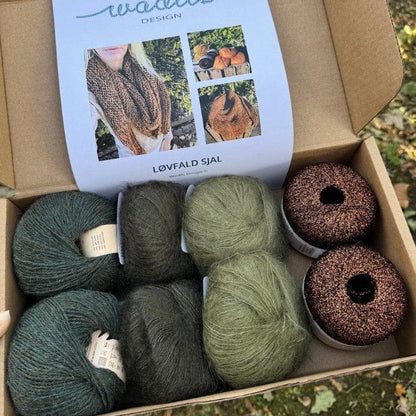couleur Grøn — SilkeSky™ Strikkekit – blødt mohair-sjal til begyndere, inkl. opskrift og 8 nøgler